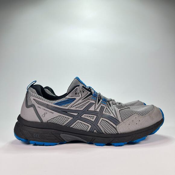 ASICS Gel Venture 8 Gray Blue Trail Running Shoes Sneaker 1011A824 Men’s Size 11 - Picture 1 of 10